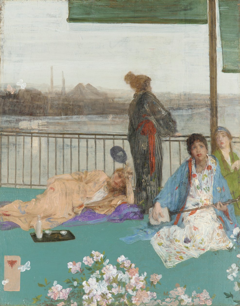 Variasjoner i kjøttfarge og grønn - Balkongen, 1864-1870, tillegg 1870-1879. av James Abbott McNeill Whistler