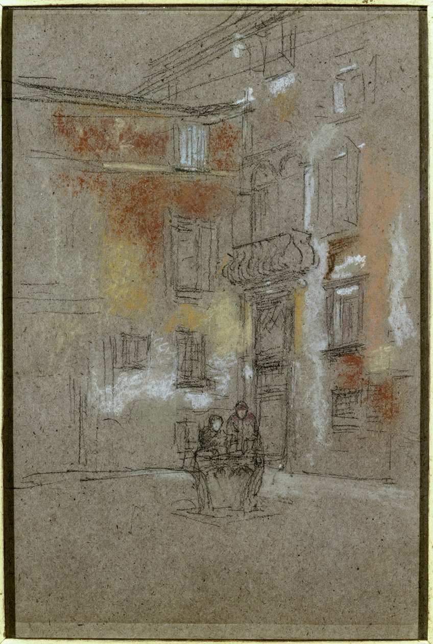 Venetiansk gårdsplass: Corte Bollani, 1880 (kritt og pastell på brunt papir) av James Abbott McNeill Whistler