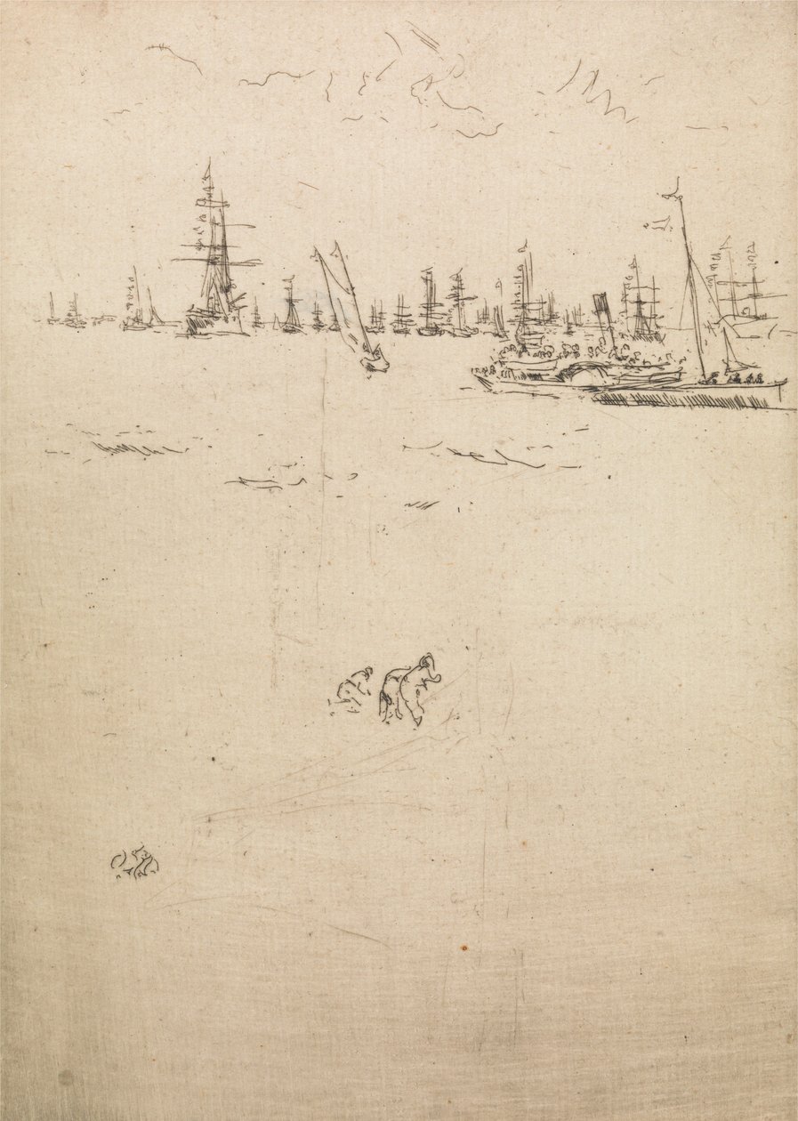Visitors Boat, fra et sett med tolv etsninger med tittelen The Naval Review, 1887 av James Abbott McNeill Whistler