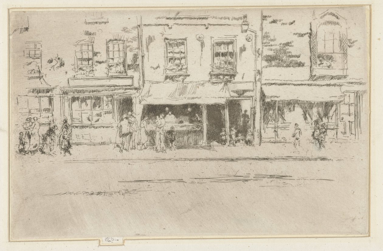 Viswinkel i Chelsea The Fish-Shop, Busy Chelsea av James Abbott McNeill Whistler
