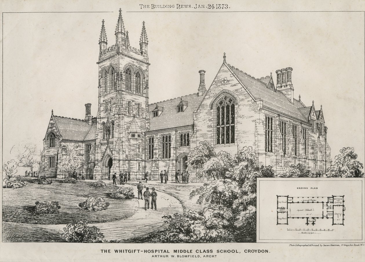 The Whitgift Hospital Middle Class School, Croydon, 1873 av James Akerman