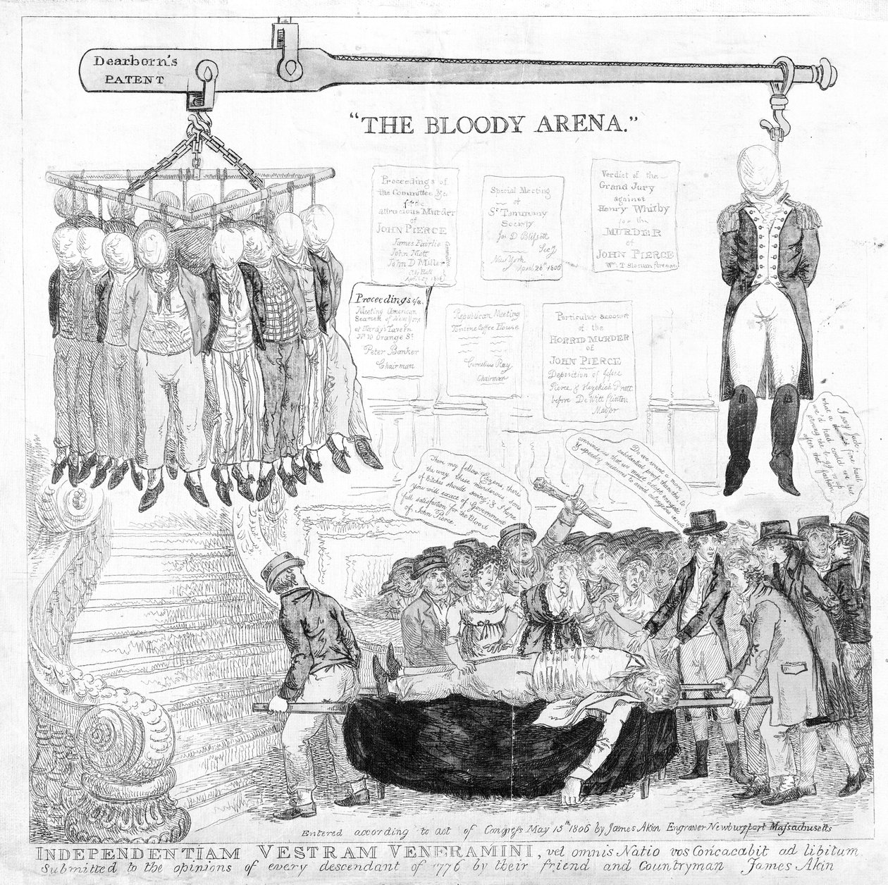 'The Bloody Arena', trykt Newburyport, 13. mai 1806 av James Akin