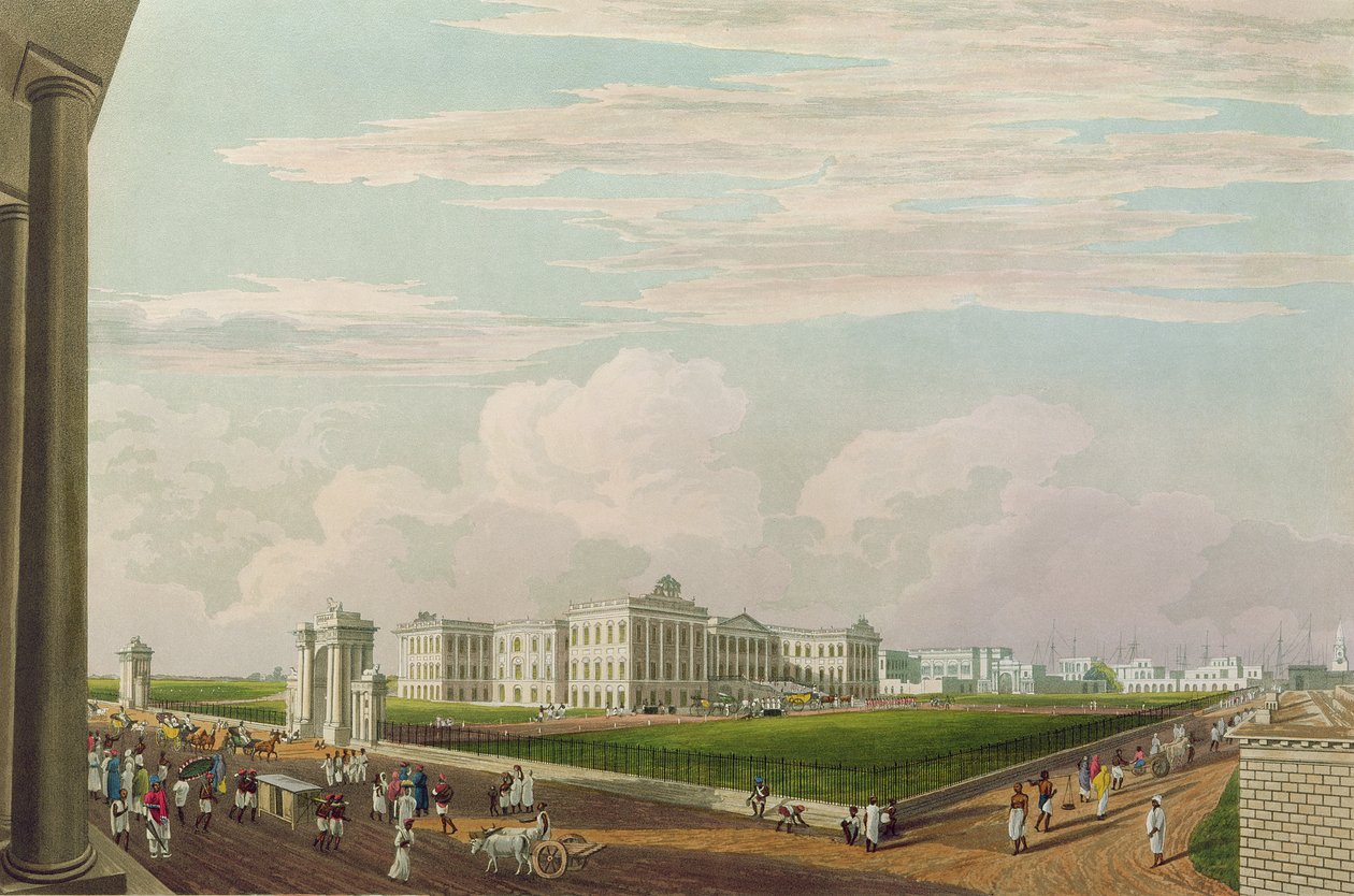 A View of Government House, Calcutta, 1826, gravert av Robert Havell den yngre (1793-1878) (akvatint) av James Baillie Fraser