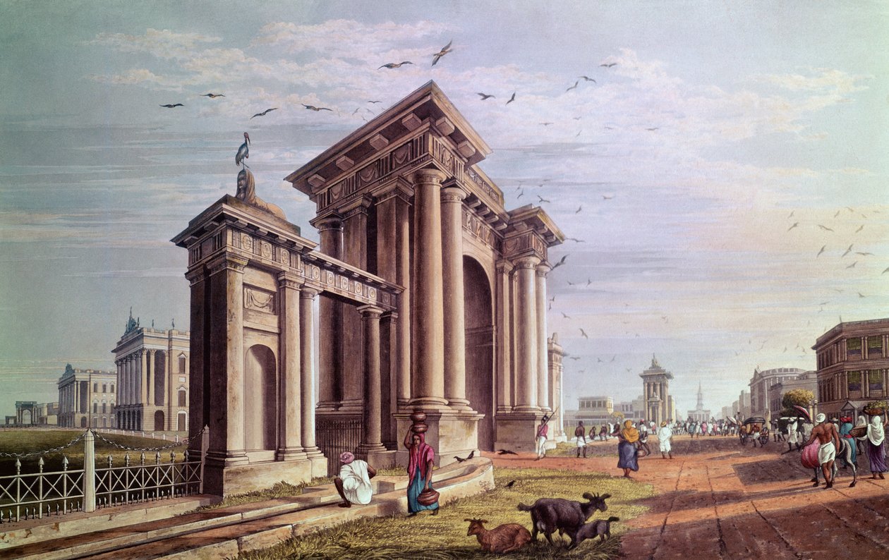 Court House Street, Calcutta, gravert av Robert Havell, pub. 1824 av James Baillie Fraser