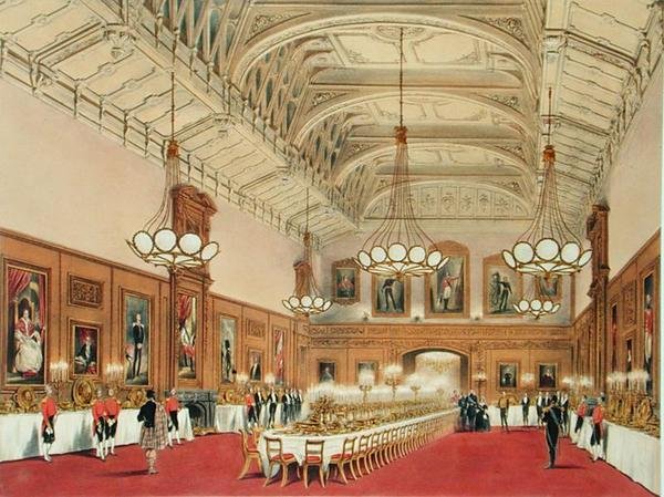 Waterloo Gallery, Windsor Castle, på besøk av keiseren av Russland av James Baker (after) Pyne