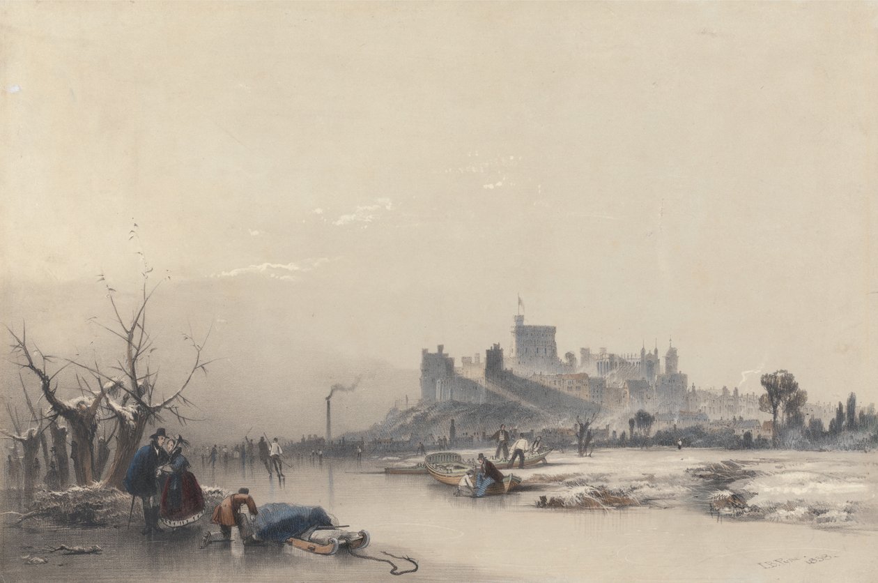 Windsor Castle fra den frosne elven under den store frosten av James Baker Pyne
