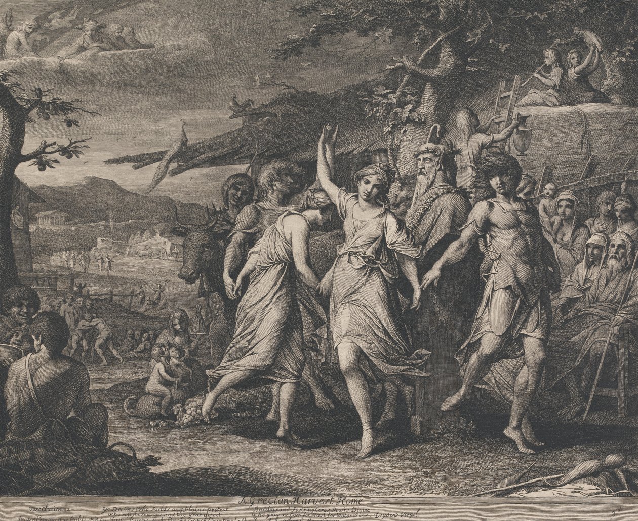 A Grecian Harvest Home (Designer for veggene i det store rommet til Society for the Encouragement of the Arts) av James Barry