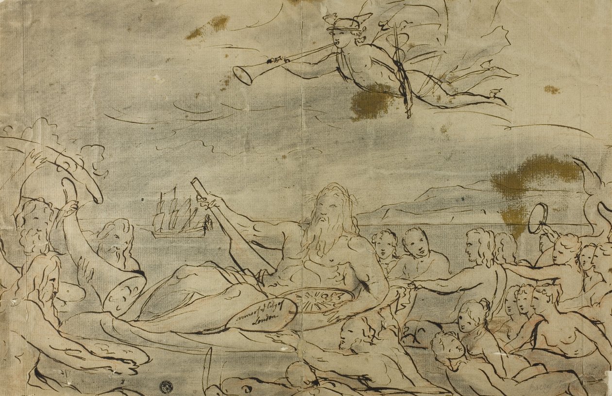 Studie for handel eller Themsens triumf, 1767-80 av James Barry