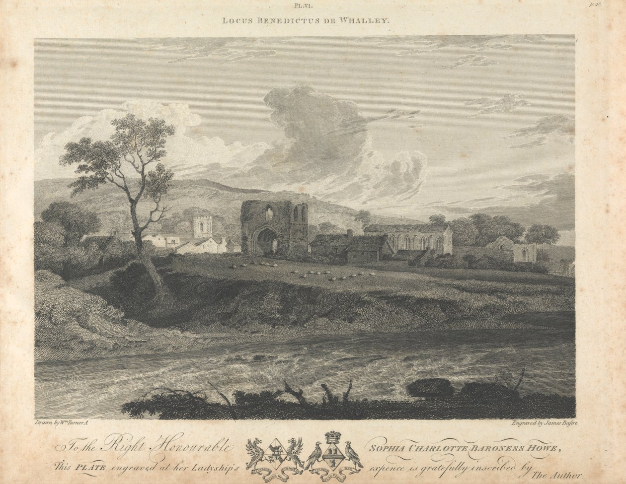 Fjern utsikt over Whalley Abbey av James Basire