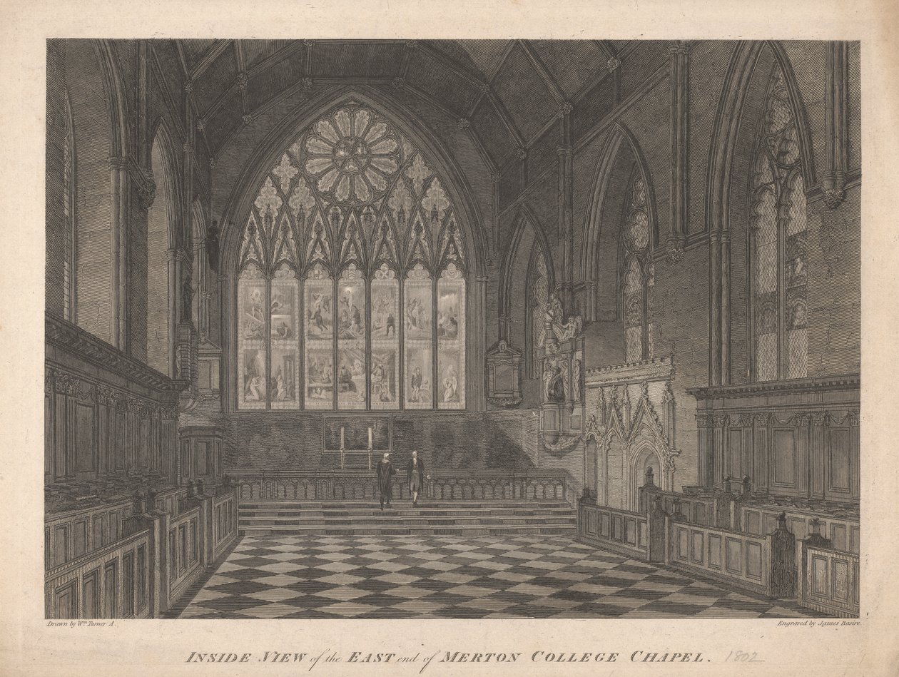 Innvendig utsikt over østenden av Merton College Chapel av James Basire