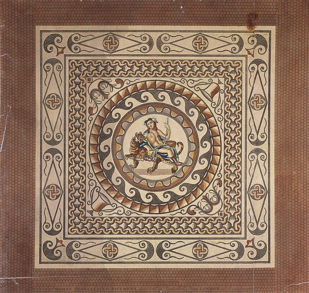 Romersk fortau med tesseller, oppdaget i Leadenhall Street, London, 1804 av James Basire II