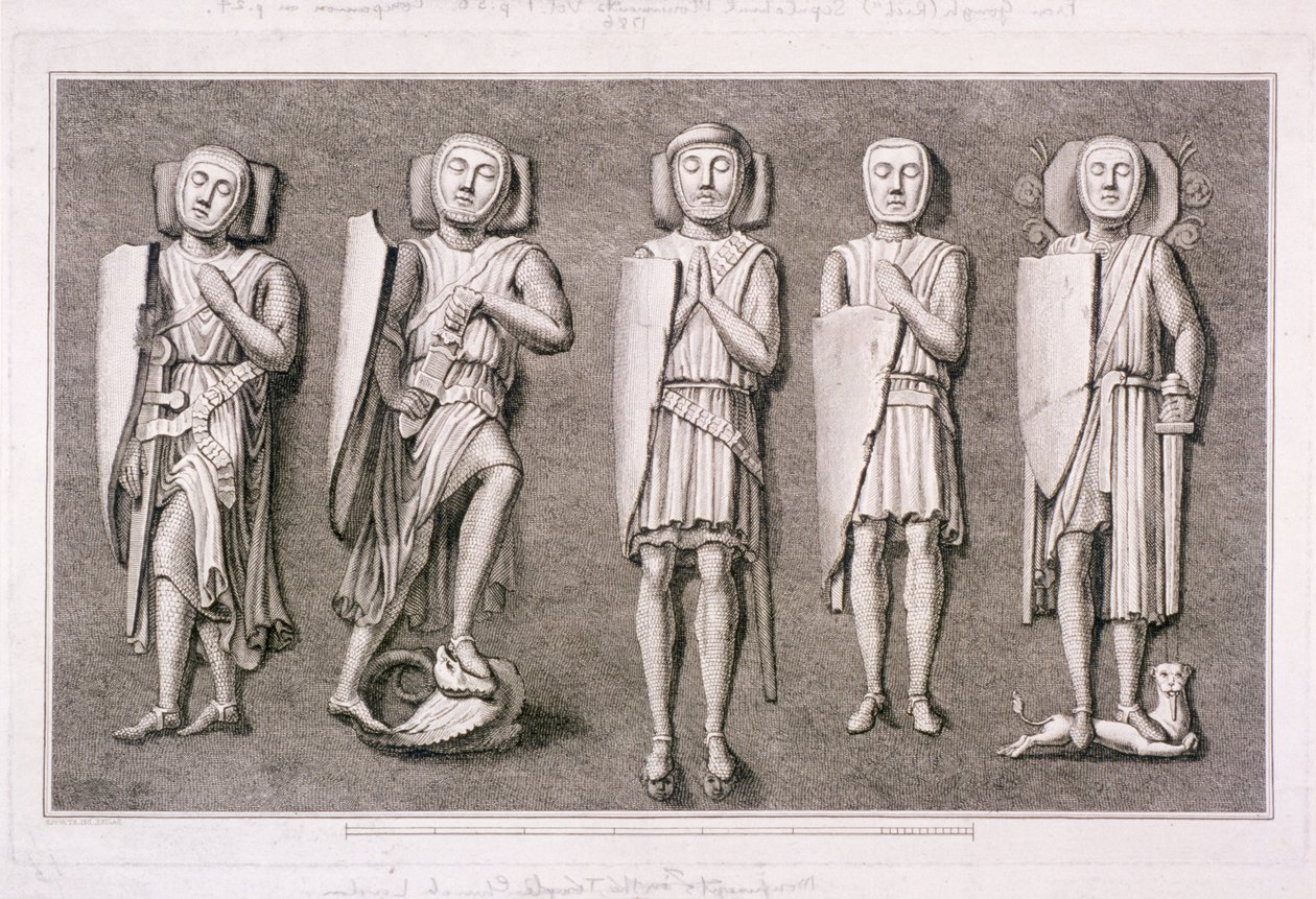 Fem ridderbilder fra Temple Church, London, 1786. av James Basire I