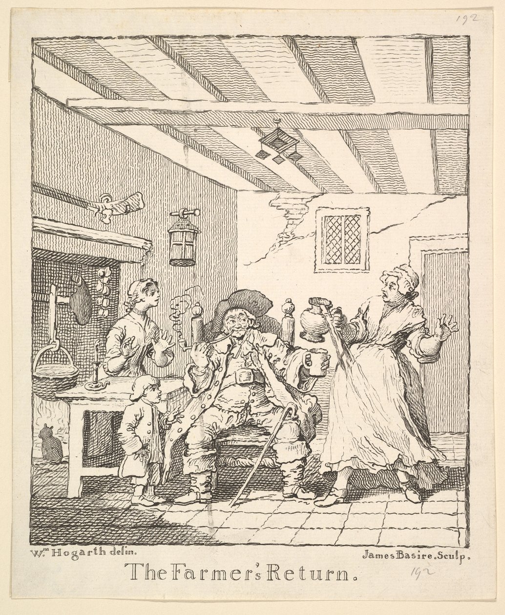 Frontispice til The Farmers Return, mars 1762. av James Basire I