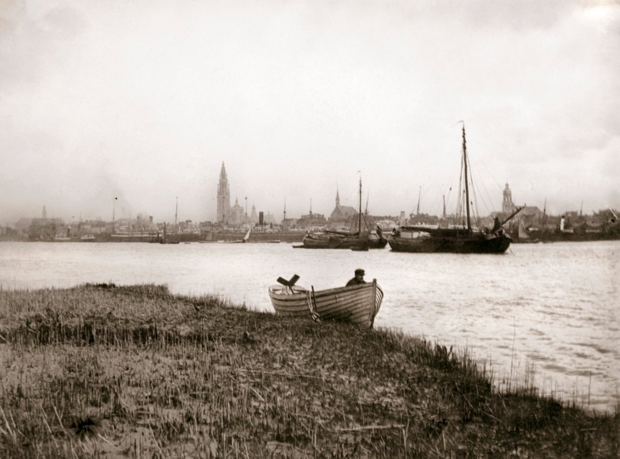 Robåt ved en kanal, Rotterdam, 1898. av James Batkin