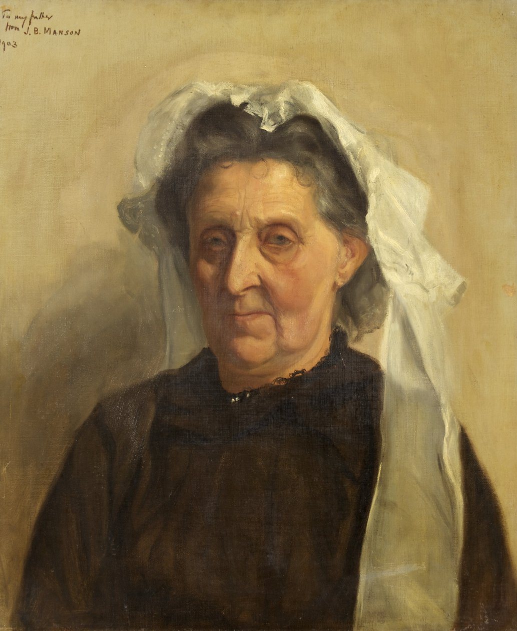 Gammel kvinne i en hvit lue, 1903 av James Bolivar Manson
