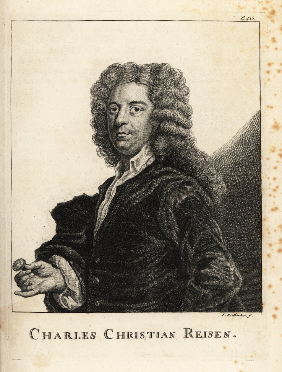 Portrett av Charles Christian Reisen (1680-1725), engelsk edelstensgravør og seglgravør av James Bretherton