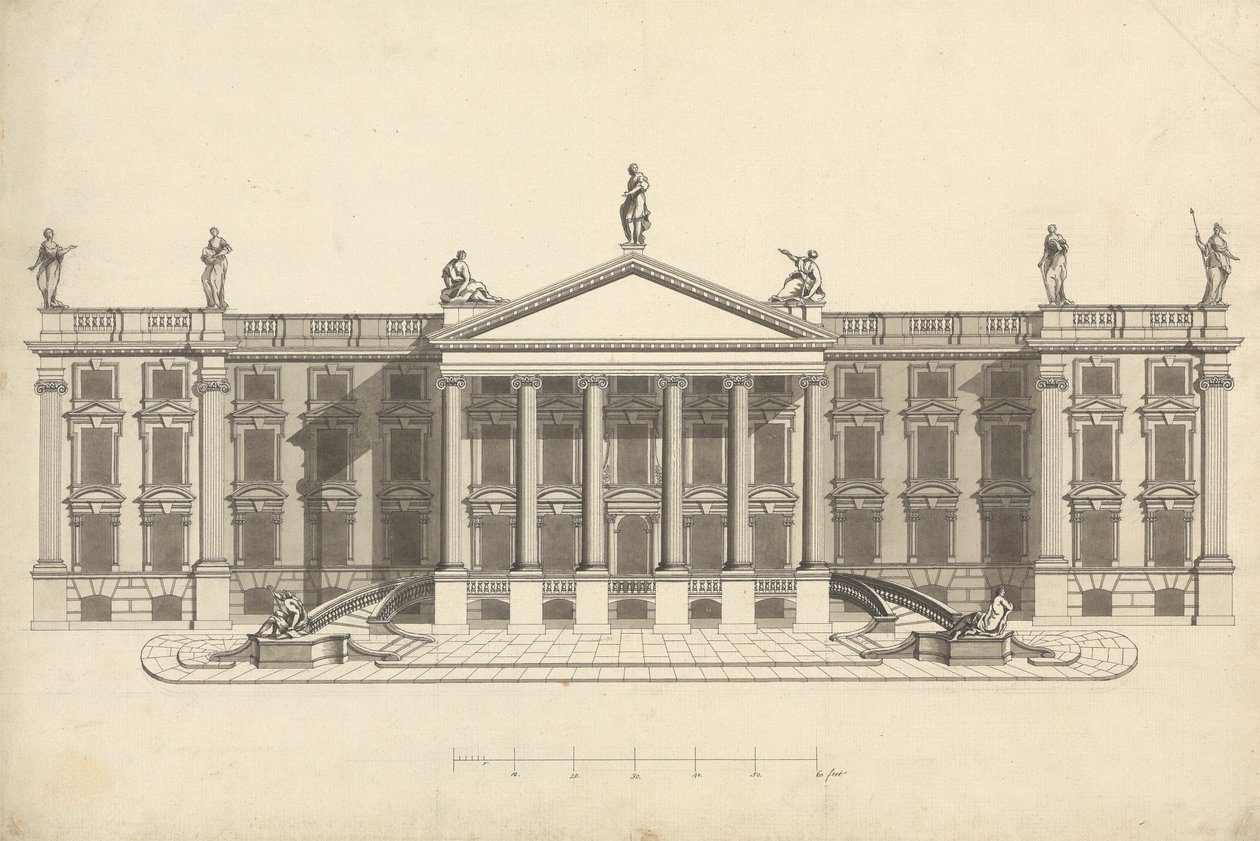 Ferdig tegning av Uidentifisert Palladian Mansion av James Bruce