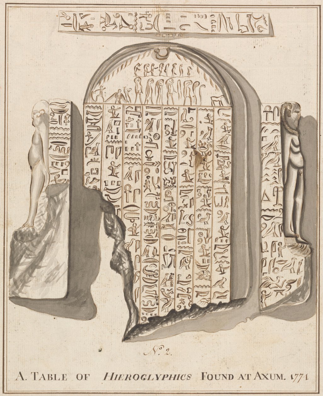nr. 2. A. Tabell over hieroglyfer funnet ved Axum av James Bruce