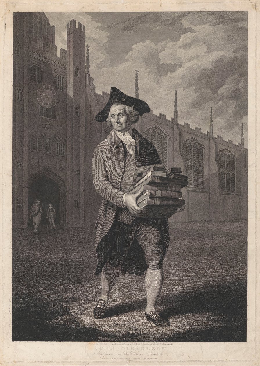 Portrett av John Nicholson John Nicholson Mappesiana Bibliotheca Cantab (tittel på objekt) av James Caldwall