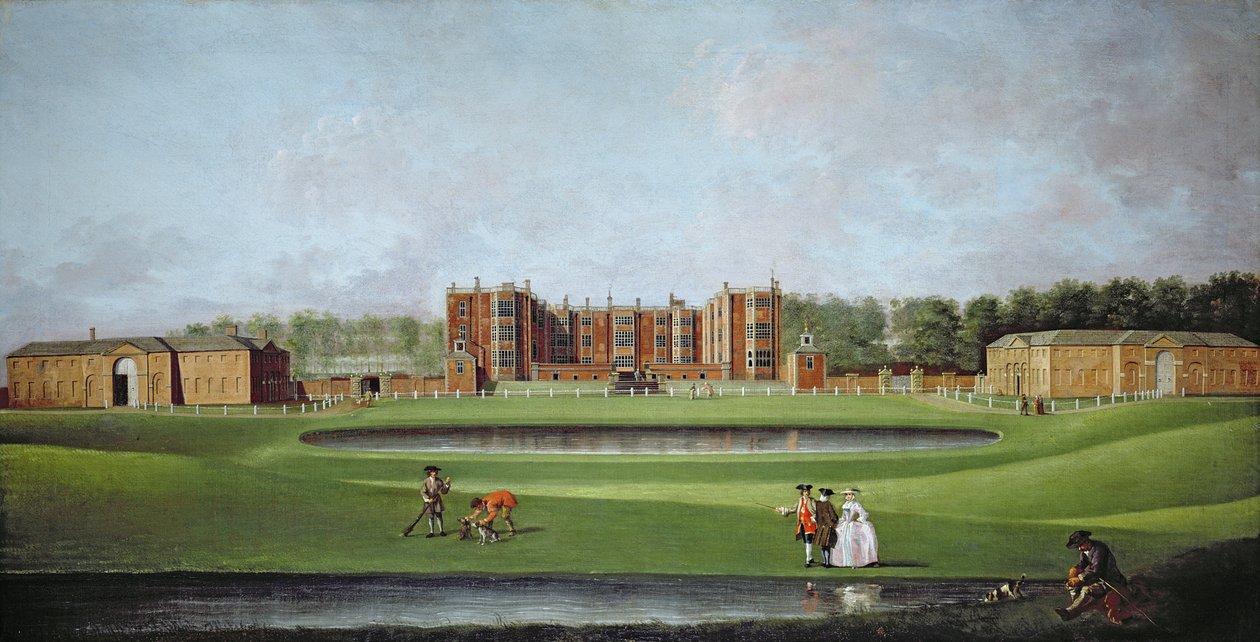 Utsikt over Temple Newsam House, ca. 1750 (olje på lerret) (for detaljer se 128853 og 128854) av James Chapman