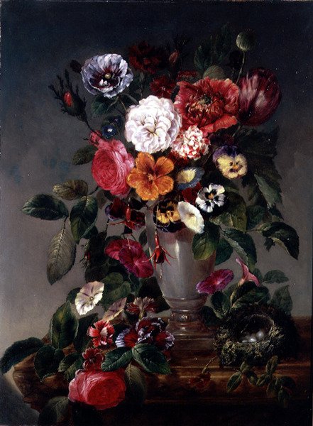 Stilleben av forskjellige blomster i en urne av James Charles Ward