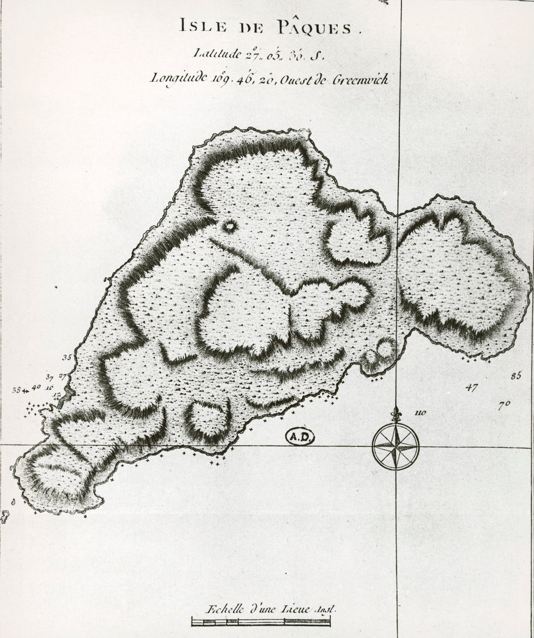 Påskeøya, fra Travel Atlas av James Cook av James Cook