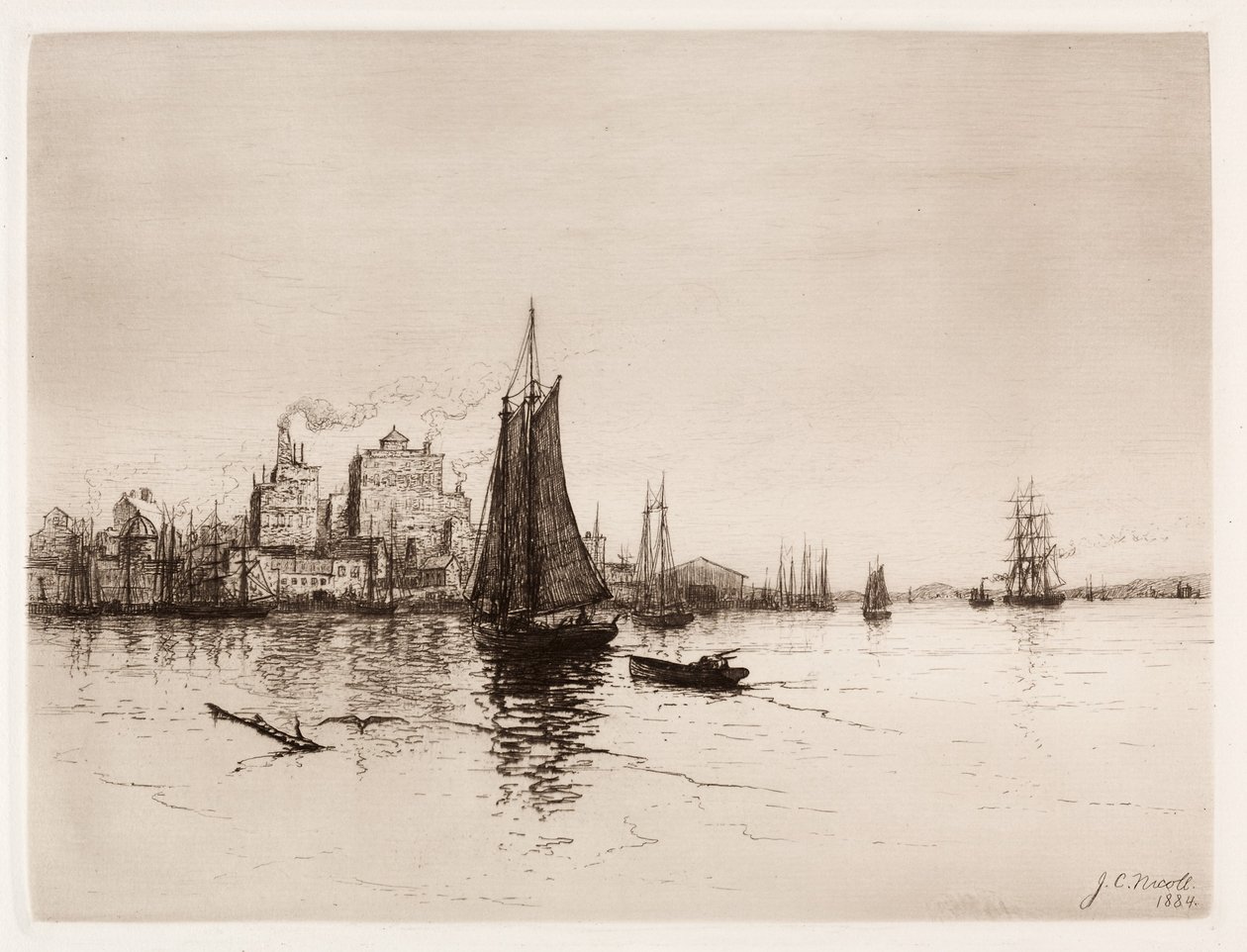 Havnescene, 1884. av James Craig Nicoll
