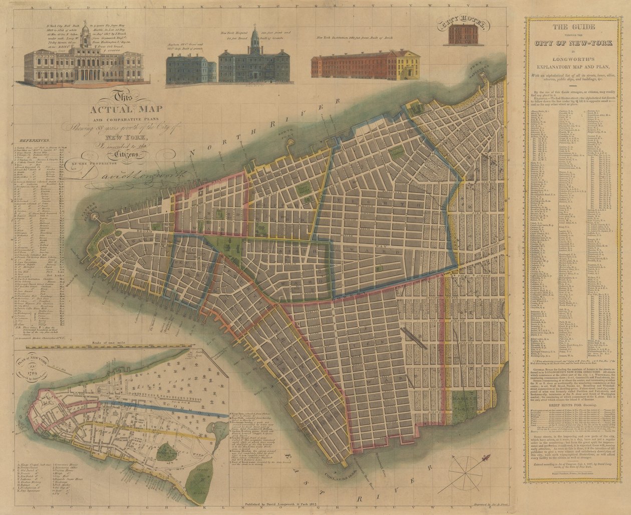 The City of New York: Longworths forklarende kart og plan, 1817. av James DeForest Stout