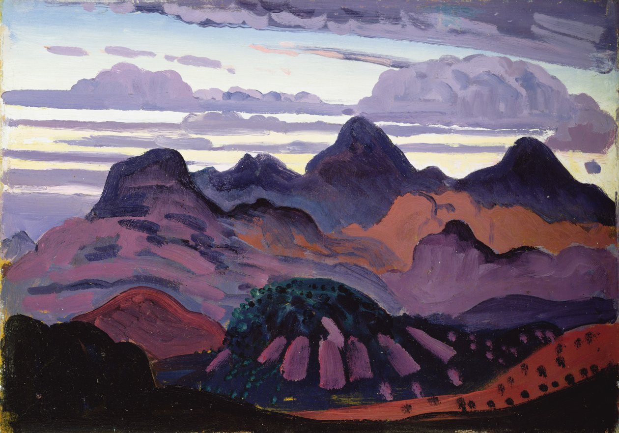 Deep Twilight, Pyreneene, ca. 1912-13 (olje på panel) av James Dickson Innes