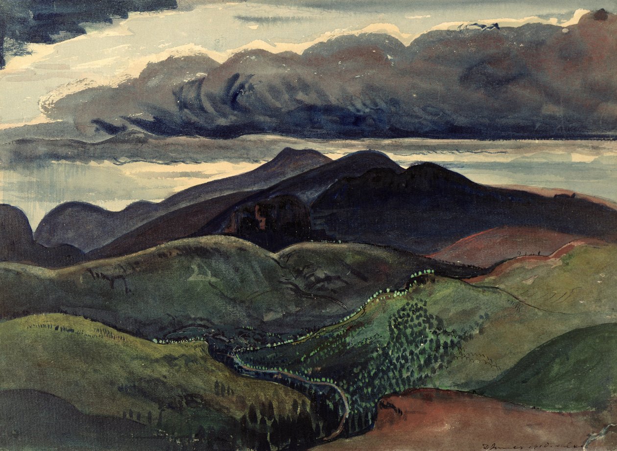 The Dark Mountains (Brecon Beacons) (akvarell, gouache på papir) av James Dickson Innes