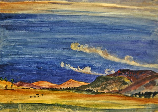 Thunder in the Mountains (akvarell over blyant på papir) av James Dickson Innes