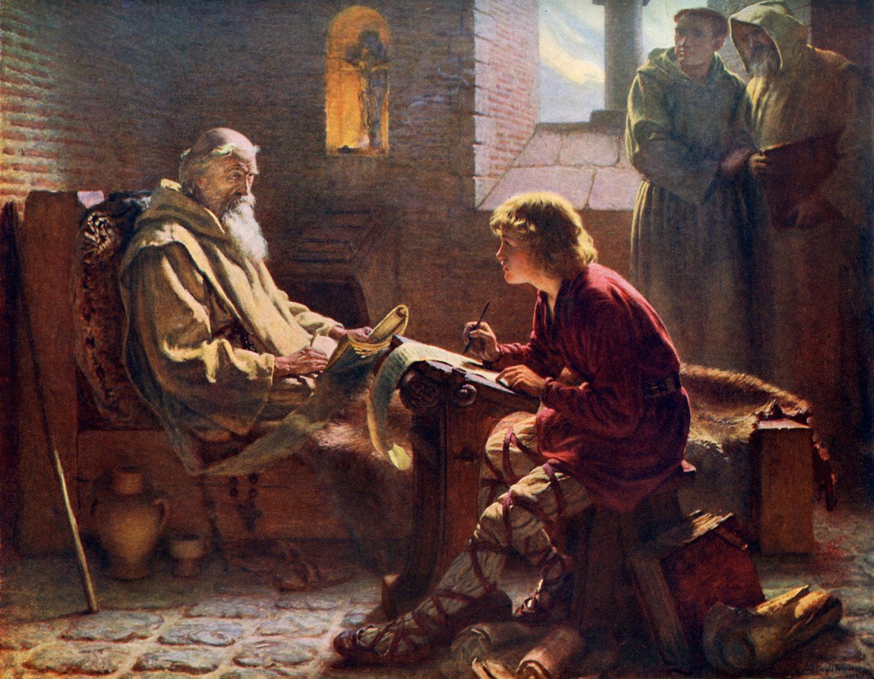 Den ærverdige Bede oversetter det siste kapittelet til Johannes, 1926. av James Doyle Penrose