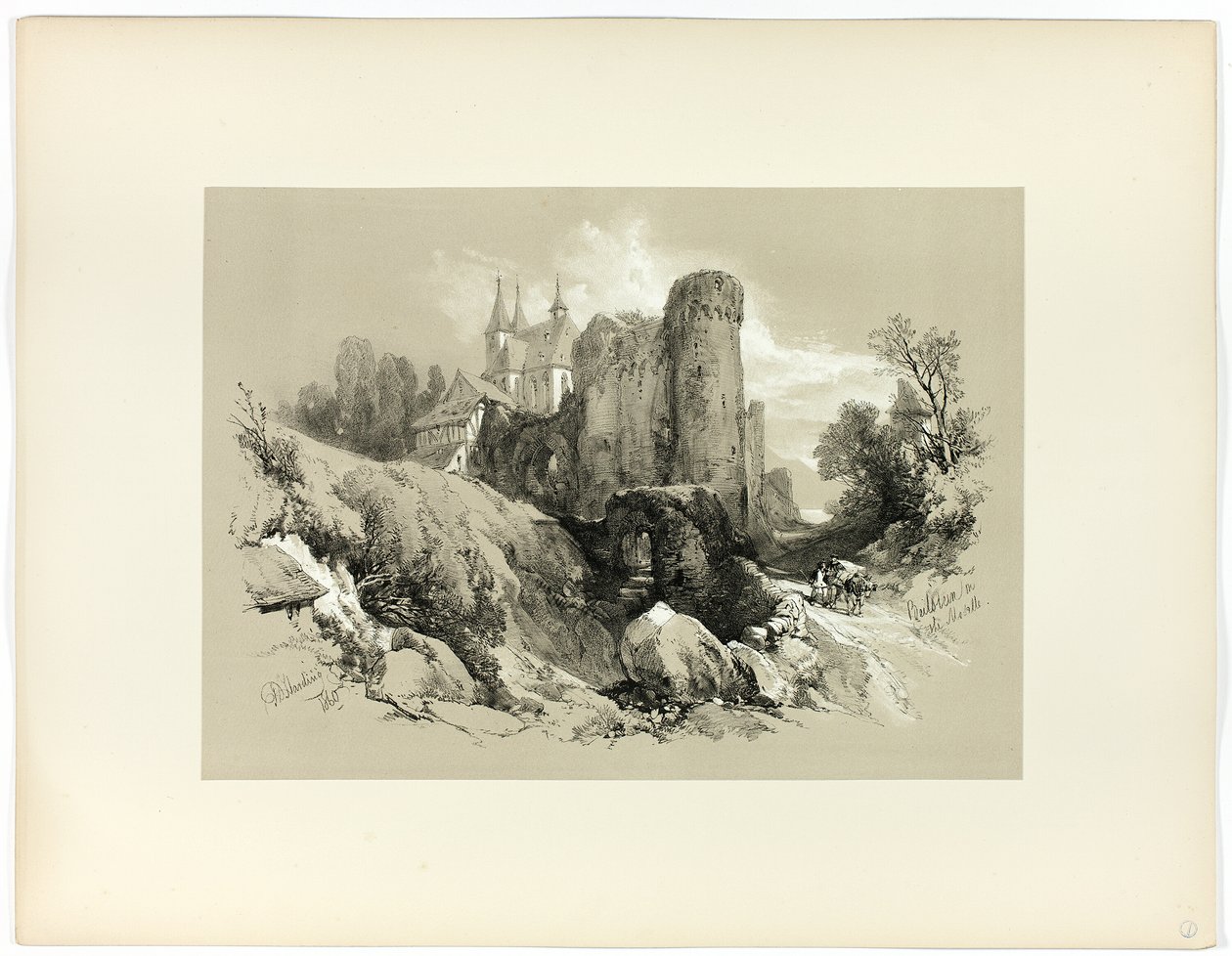 Beilstein på Mosel, fra Picturesque Selections av James Duffield Harding