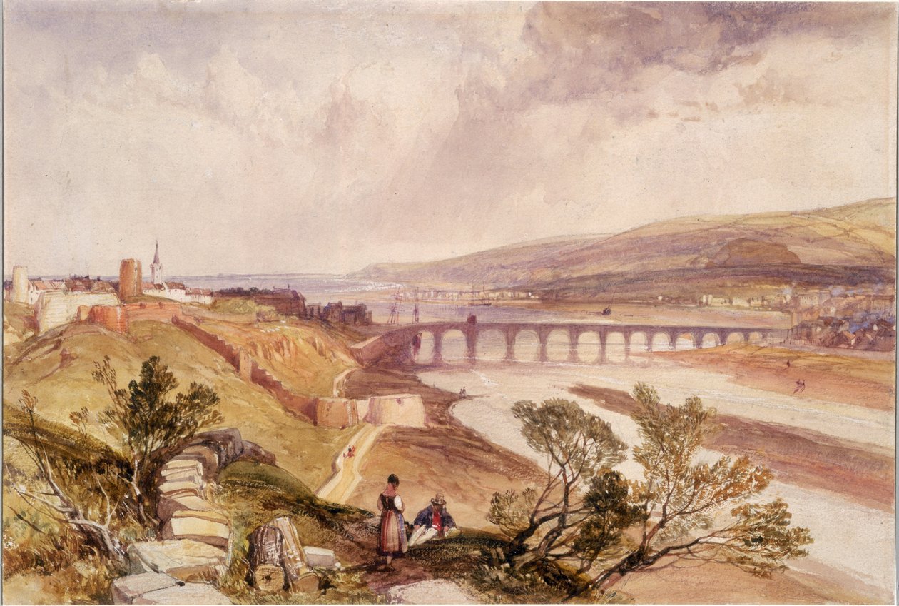 Berwick upon Tweed (wc på vevd papir) av James Duffield Harding