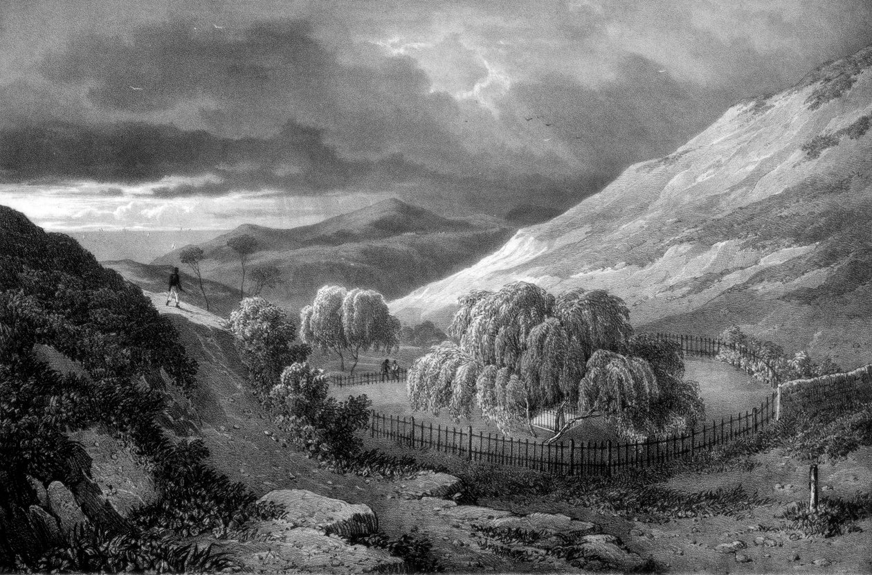 Napoleon Bonapartes grav, øya St Helena, 1824. av James Duffield Harding