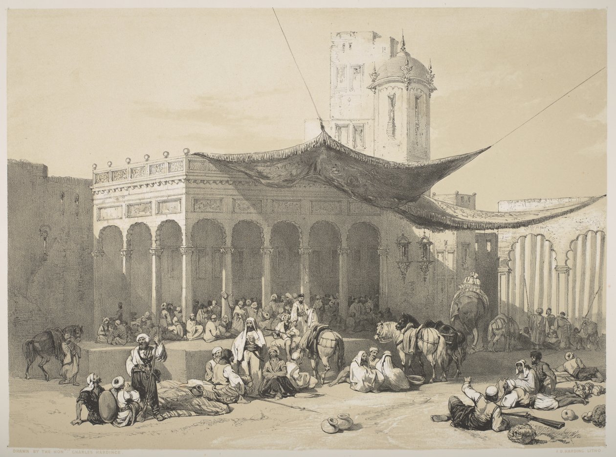 Panjab: Sikh-soldater som mottar lønnen sin på Royal Durbar, Lahore av James Duffield Harding