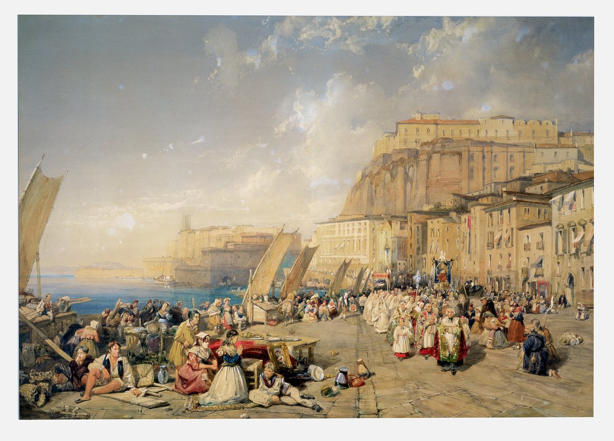 Prosesjon på festen for Corpus Christi, Napoli av James Duffield Harding