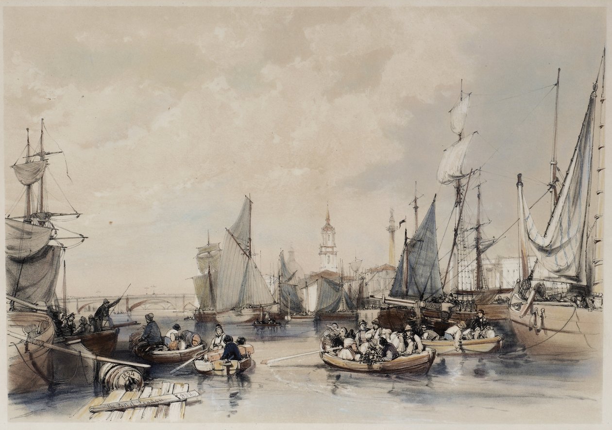 The Port of London, 1834 av James Duffield Harding