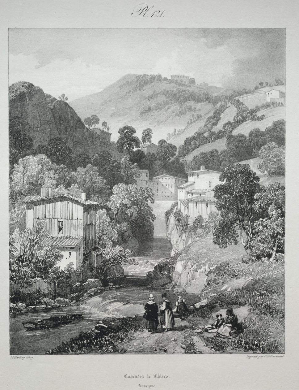 Pittoreske og romantiske reiser i det gamle Frankrike. Auvergne: Fossene i Thiers av James Duffield Harding