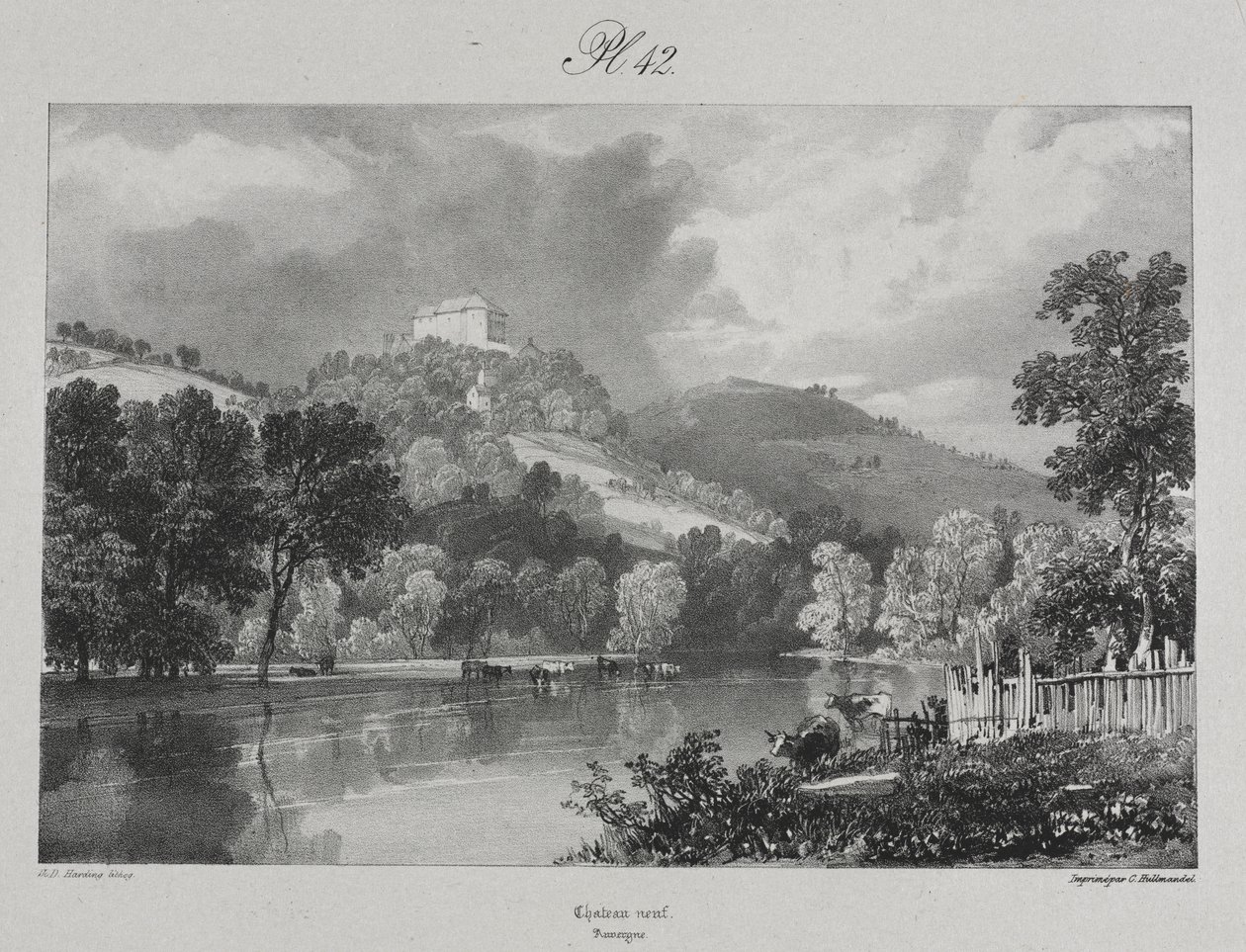 Pittoreske og romantiske reiser i det gamle Frankrike. Auvergne: Château Neuf av James Duffield Harding