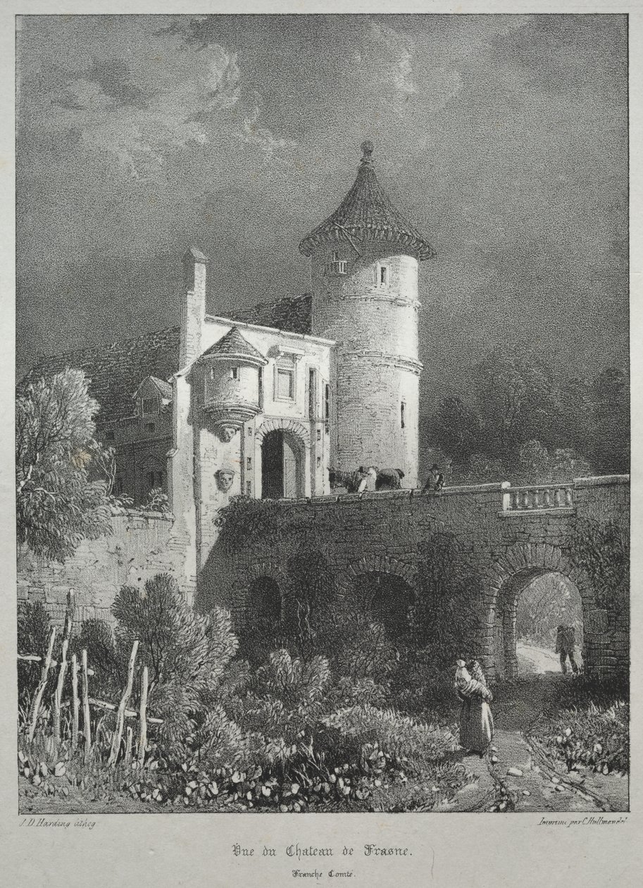 Pittoreske og romantiske reiser i det gamle Frankrike. Franche-Comté: Utsikt over slottet i Frasne av James Duffield Harding