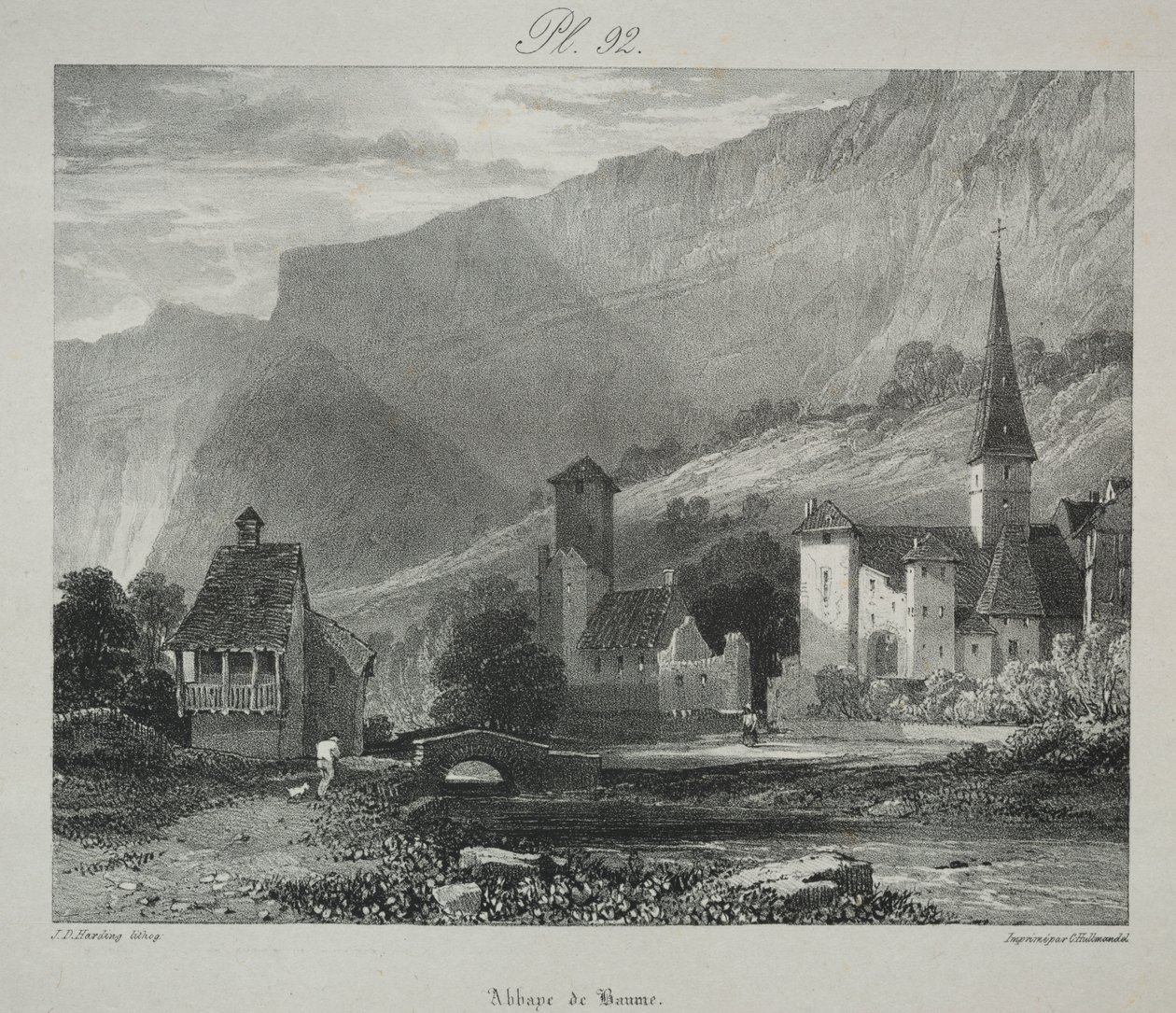 Pittoreske og romantiske reiser i det gamle Frankrike. Franche Comté: Abbey of Baume, Baume-les-Messieurs av James Duffield Harding