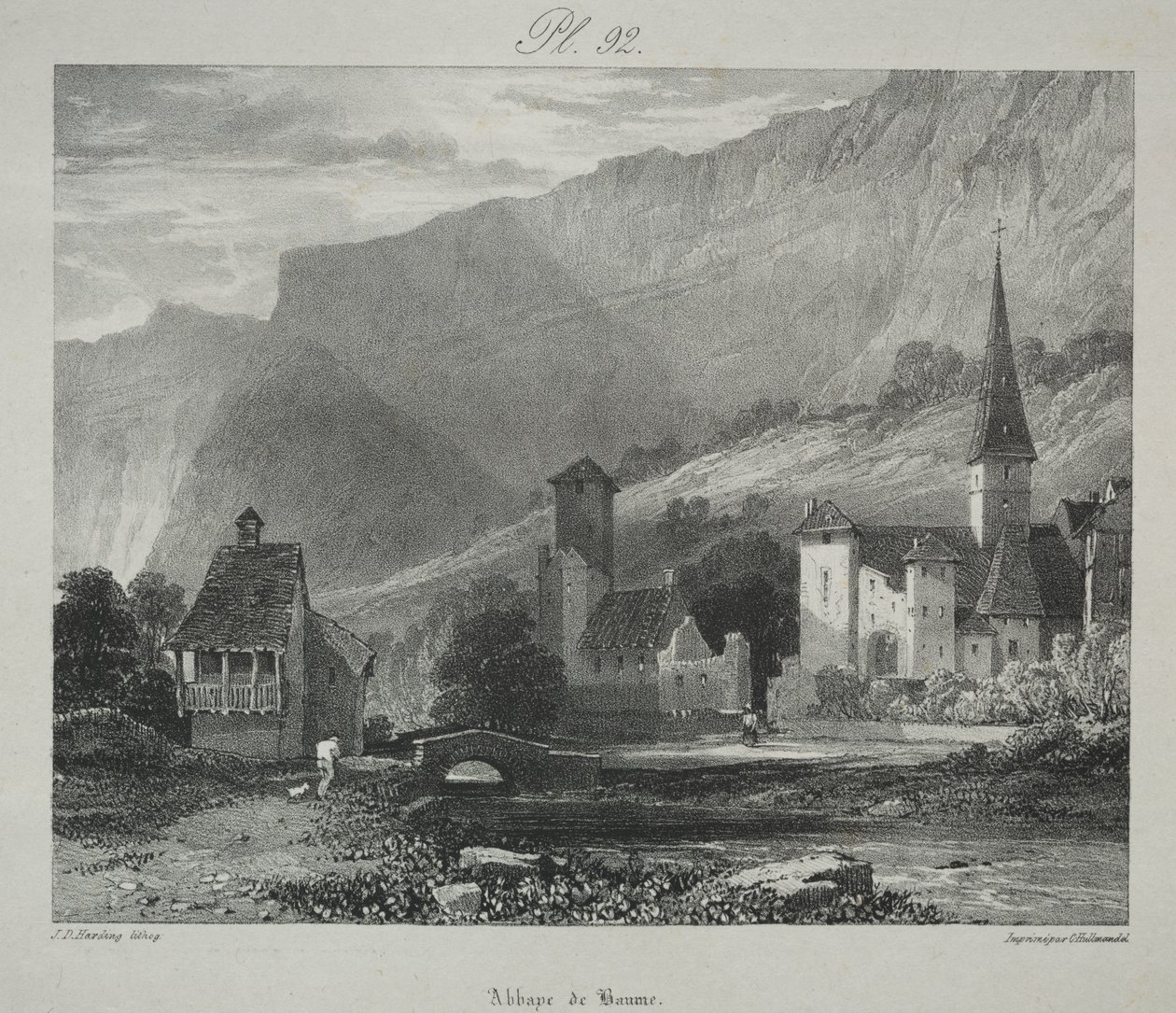 Pittoreske og romantiske reiser i det gamle Frankrike. Franche Comté: Abbey of Baume, Baume-les-Messieurs av James Duffield Harding