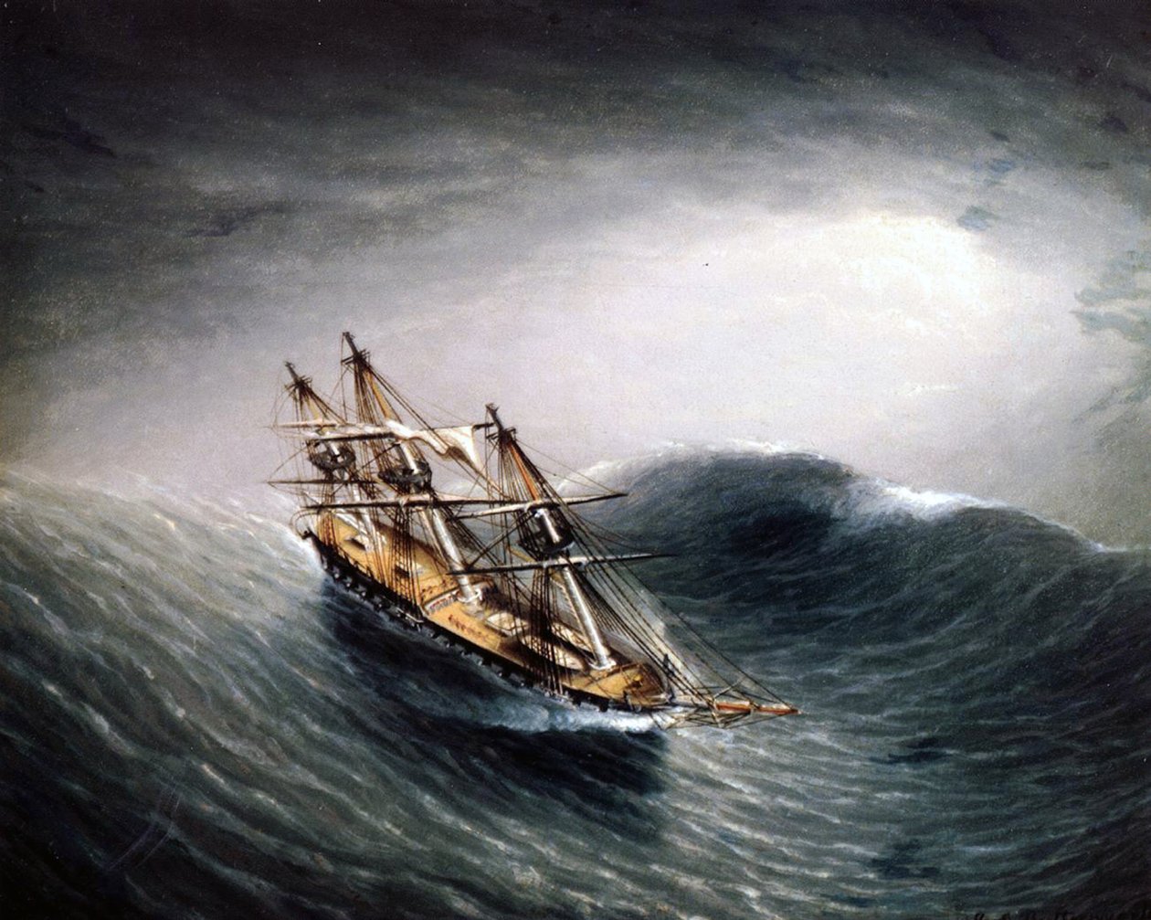 En skonnert i Heavy Sea av James E. Buttersworth