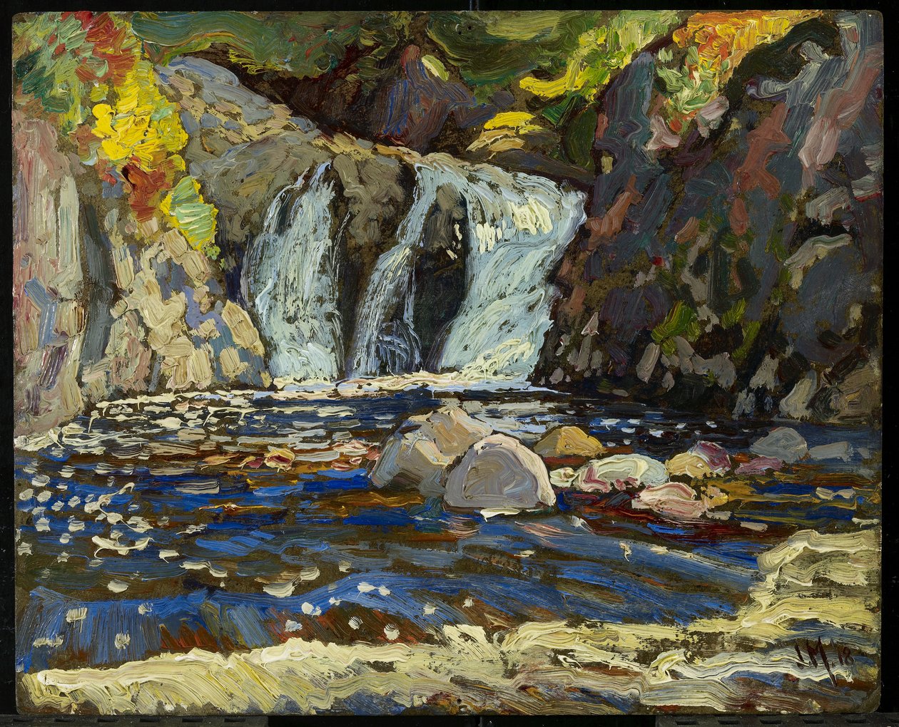 The Little Falls, 1918 (olje på kompositt tremasseplate) av James Edward Hervey Macdonald