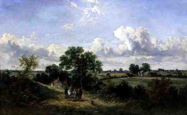 Returning Home from Harvesting, Suffolk (olje på lerret) av James Edwin Meadows