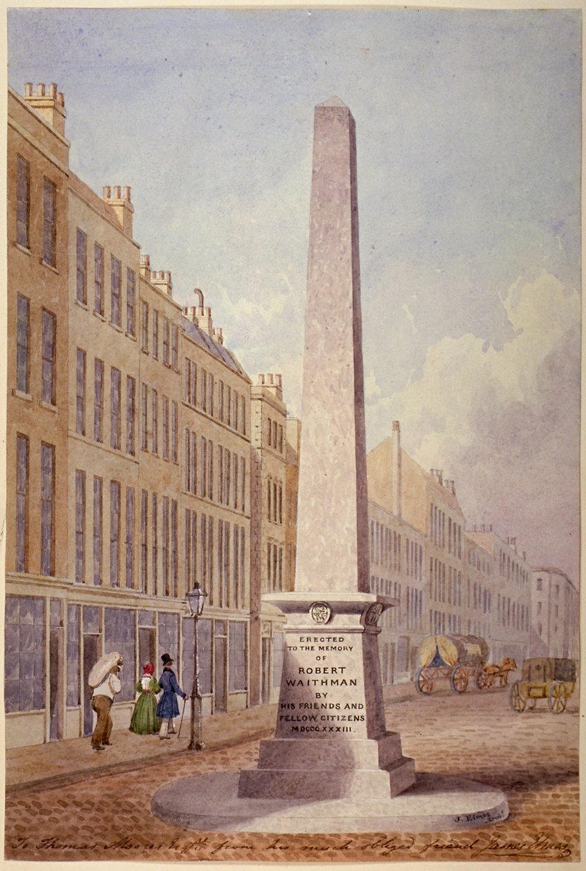 Monument ved krysset mellom Farringdon Street og Fleet Street, City of London, 1833 av James Elmes
