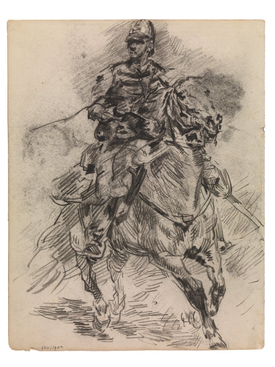 Chevalier of the light artillery (conte & akryl på papir) av James Ensor
