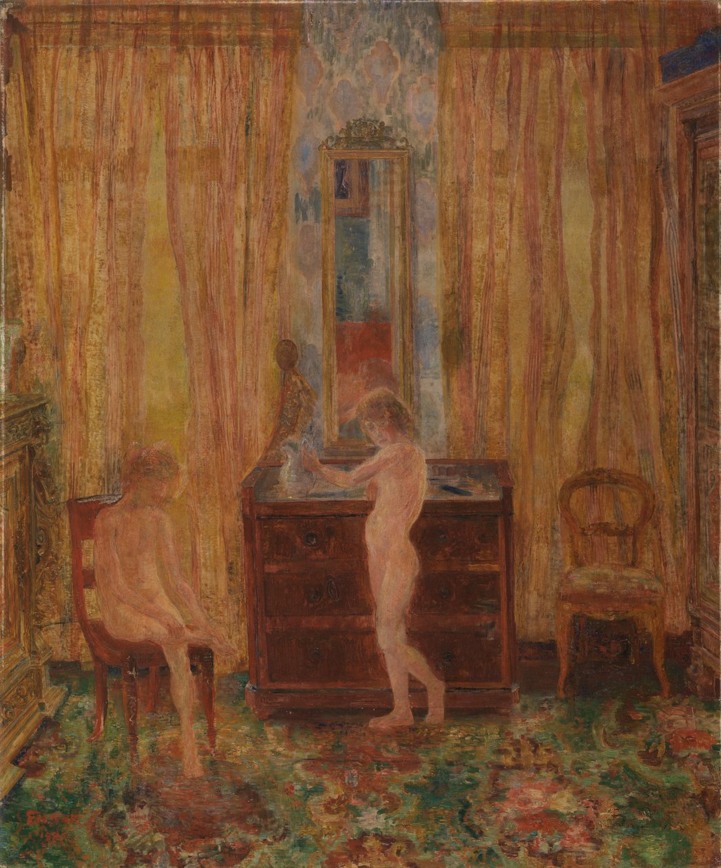 Barn på deres morgentoalett (barneklær) 1886 (olje på lerret) av James Ensor