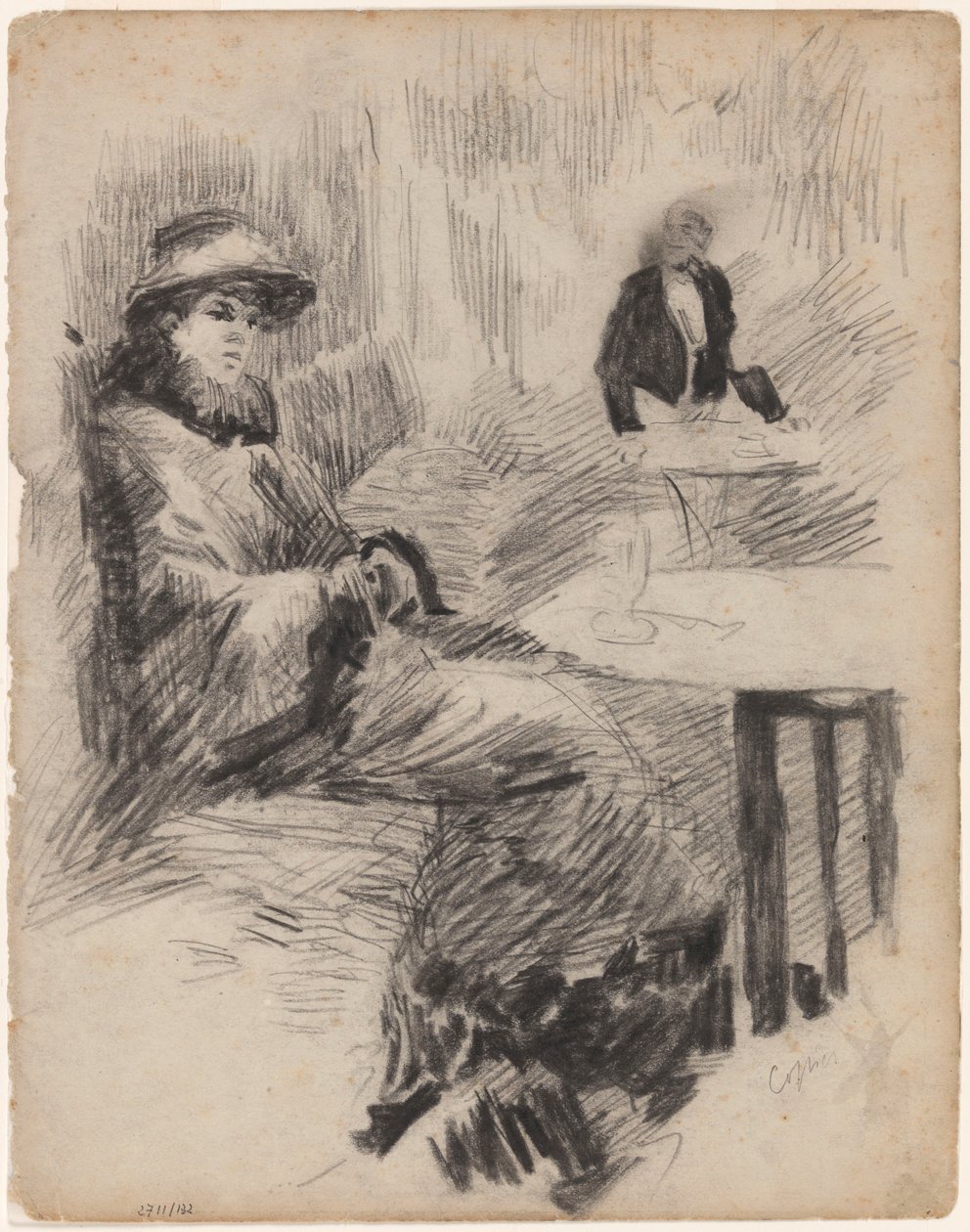 Kopi: Kvinne ved et bord på en kafé av James Ensor